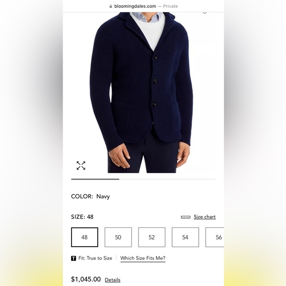 Italian Maurizio Baldassari Virgin Wool Knit Cardigan in Navy Men’s Size EU 48 - Picture 1 of 8